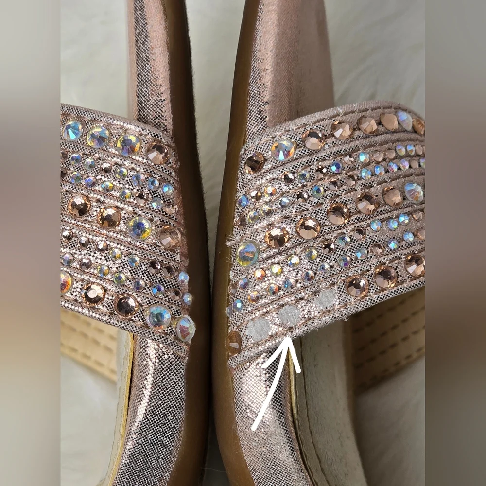 Alex Marie Women's Rose Gold Embellished Heels Size 8 1/2 - Picture 13 of 15